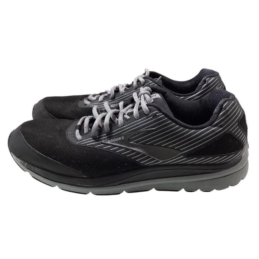 Brooks Walking Shoes Men 12 Black Gray Addiction Walker Suede Lace Up - Picture 8 of 11